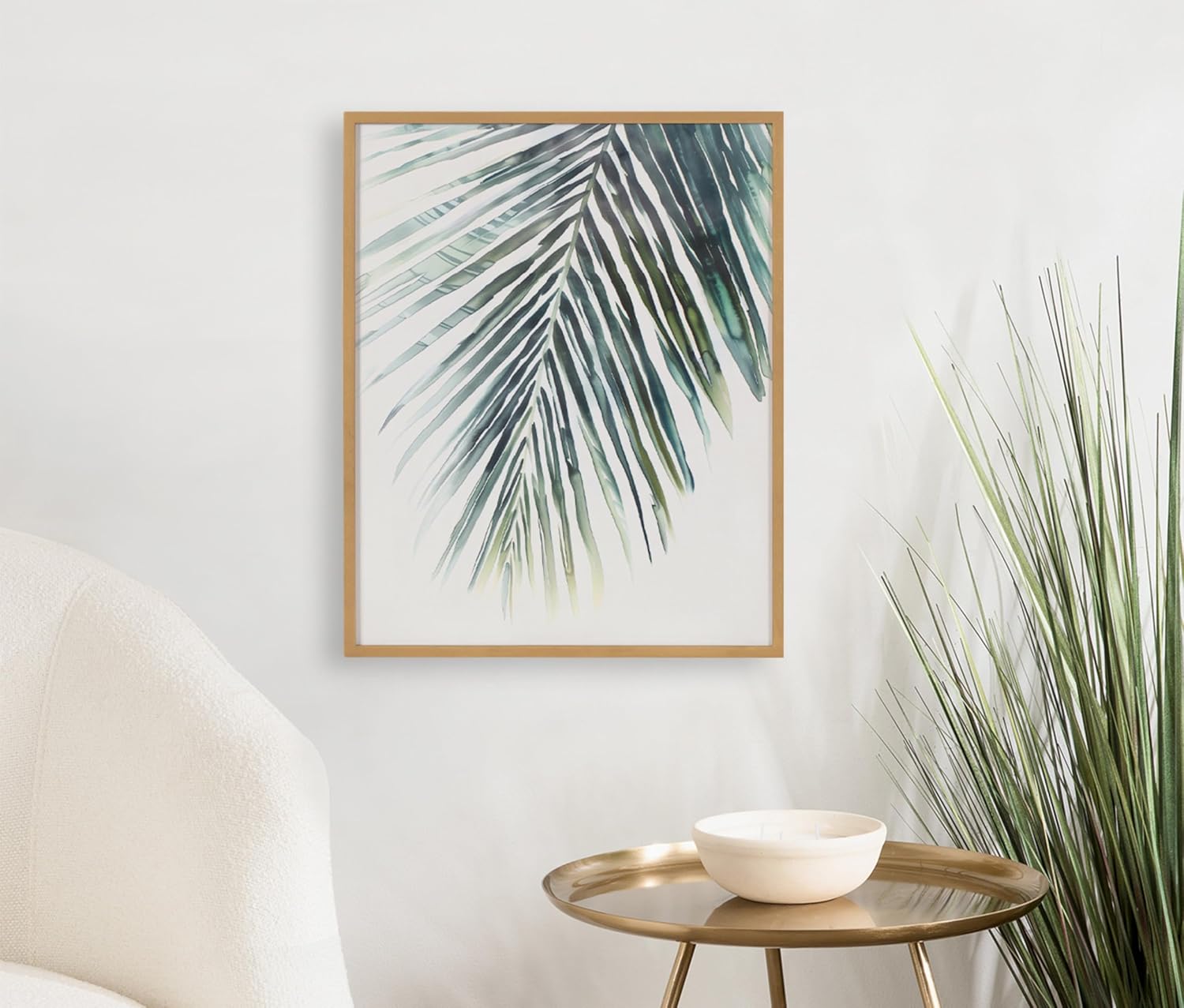 Kate and Laurel Abstract Coastal Blue Coral Framed Wall Art by The Creative Bunch Studio 12x16 Gold Modern Soft Beach Art for WallGold  Palm