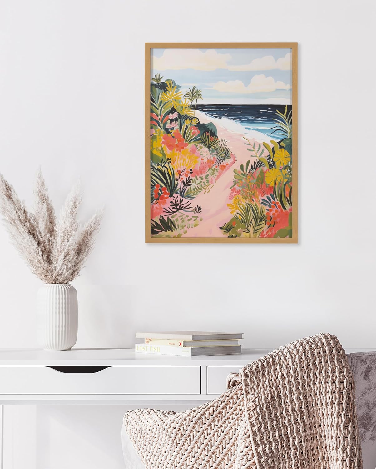Kate and Laurel Abstract Coastal Blue Coral Framed Wall Art by The Creative Bunch Studio 12x16 Gold Modern Soft Beach Art for WallGold