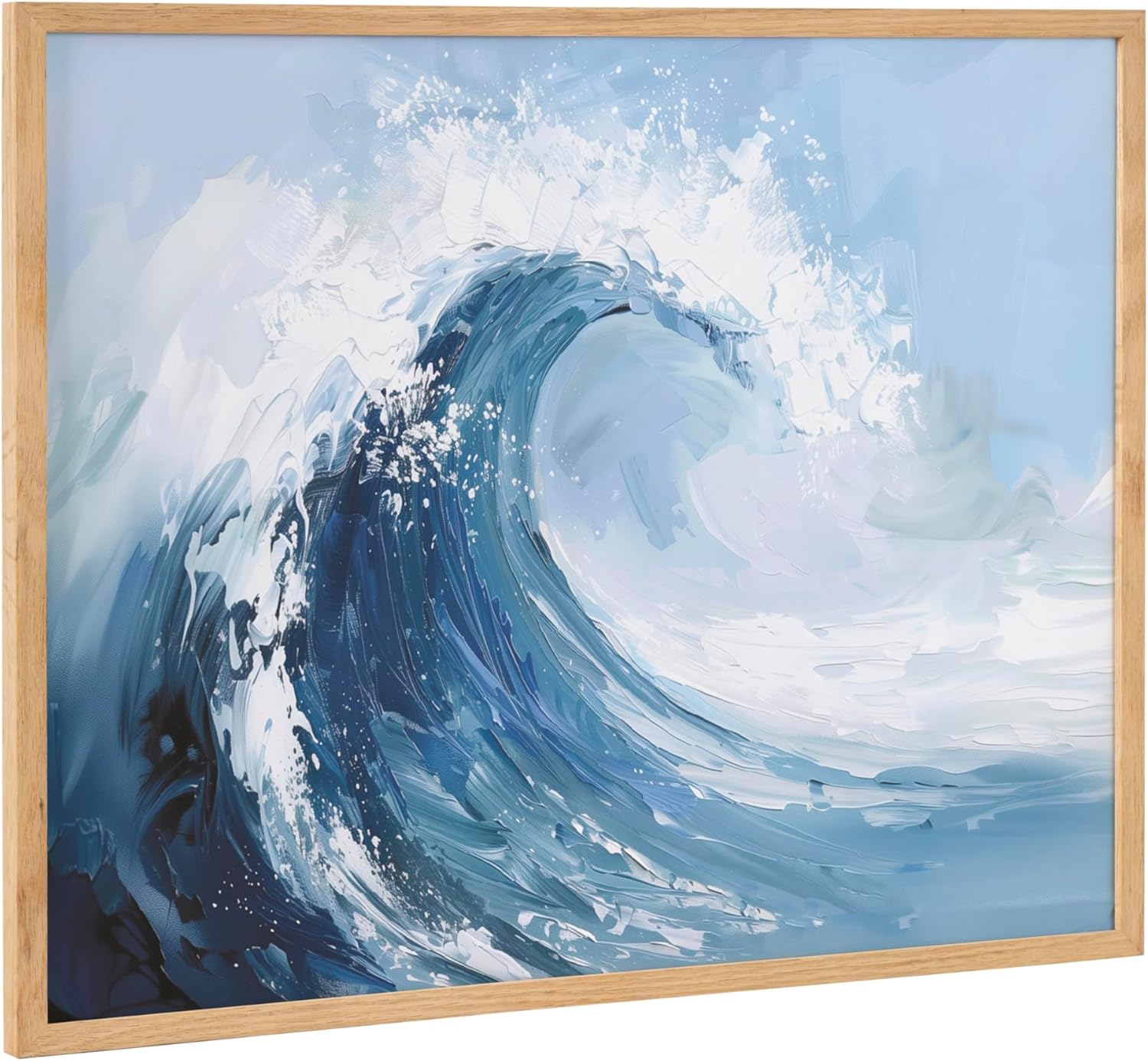 Kate and Laurel Abstract Coastal Blue Coral Framed Wall Art by The Creative Bunch Studio 12x16 Gold Modern Soft Beach Art for WallNatural  Abstract Wave