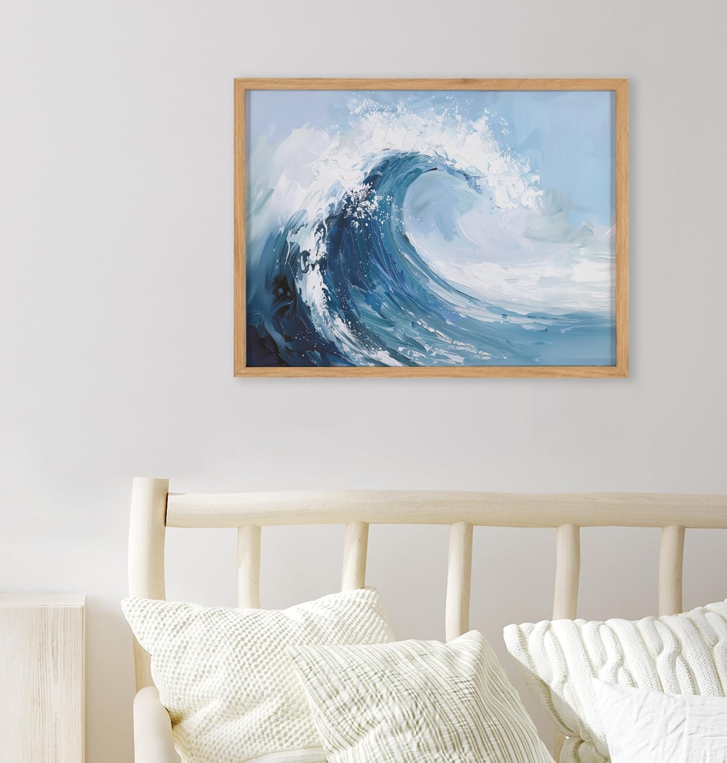 Kate and Laurel Abstract Coastal Blue Coral Framed Wall Art by The Creative Bunch Studio 12x16 Gold Modern Soft Beach Art for WallNatural  Abstract Wave