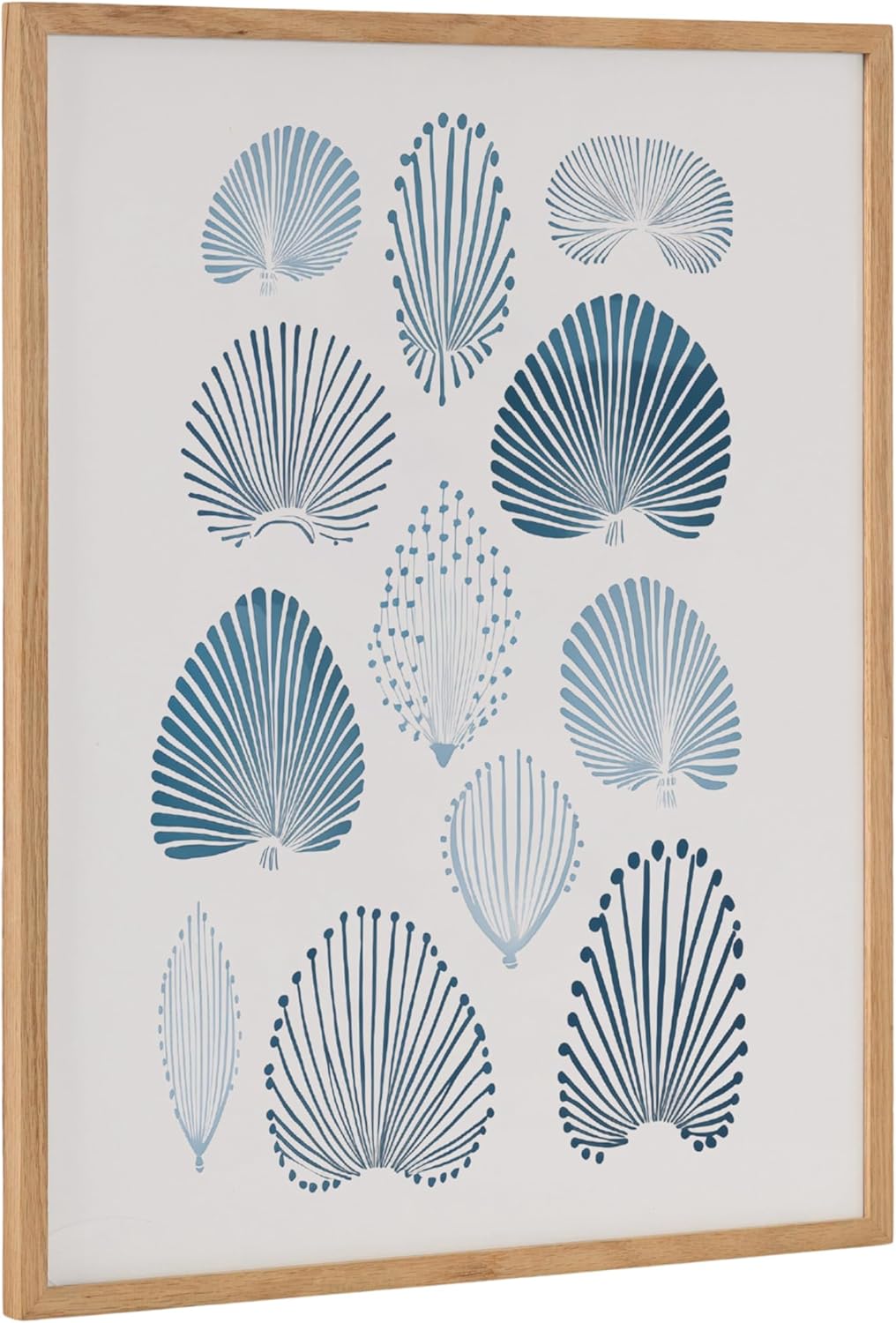 Kate and Laurel Abstract Coastal Blue Coral Framed Wall Art by The Creative Bunch Studio 12x16 Gold Modern Soft Beach Art for WallNatural  Blue Coral