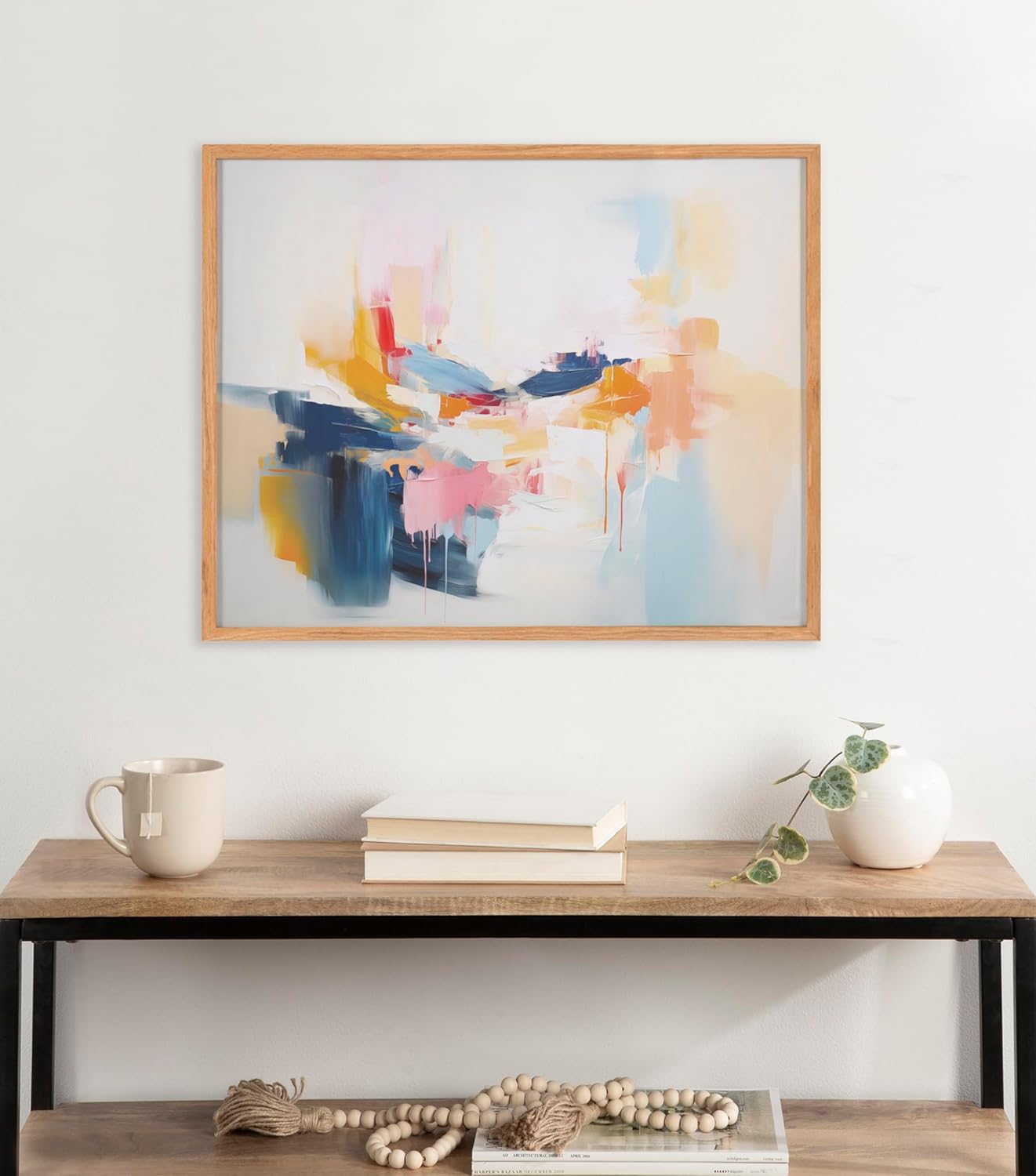 Kate and Laurel Abstract Coastal Blue Coral Framed Wall Art by The Creative Bunch Studio 12x16 Gold Modern Soft Beach Art for WallNatural  Elegant Coast