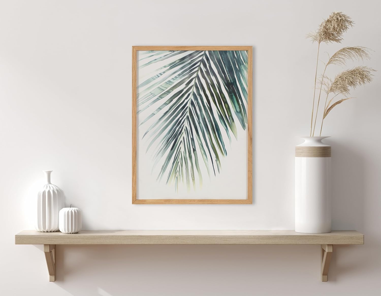 Kate and Laurel Abstract Coastal Blue Coral Framed Wall Art by The Creative Bunch Studio 12x16 Gold Modern Soft Beach Art for WallNatural  Palm
