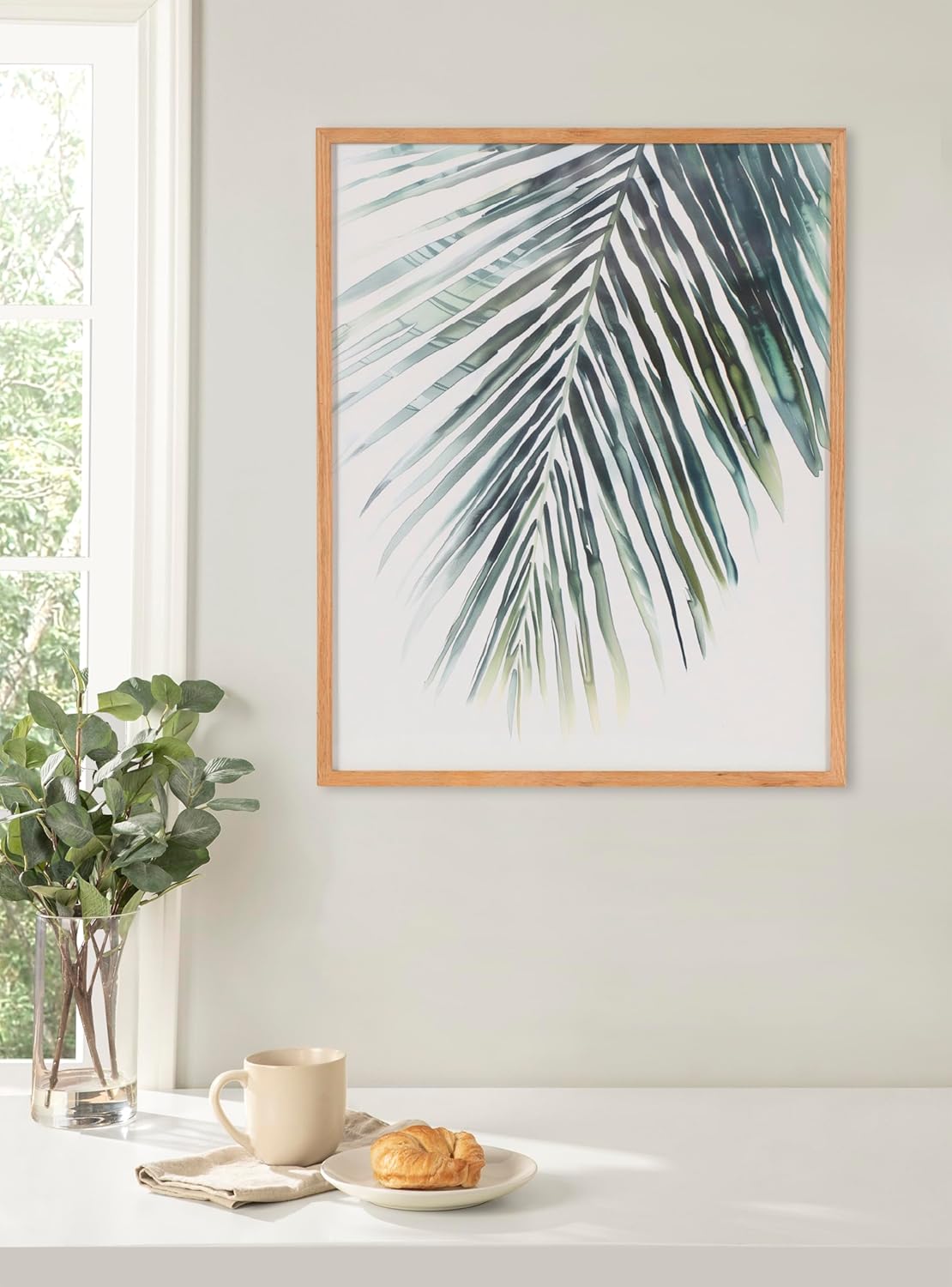 Kate and Laurel Abstract Coastal Blue Coral Framed Wall Art by The Creative Bunch Studio 12x16 Gold Modern Soft Beach Art for WallNatural  Palm