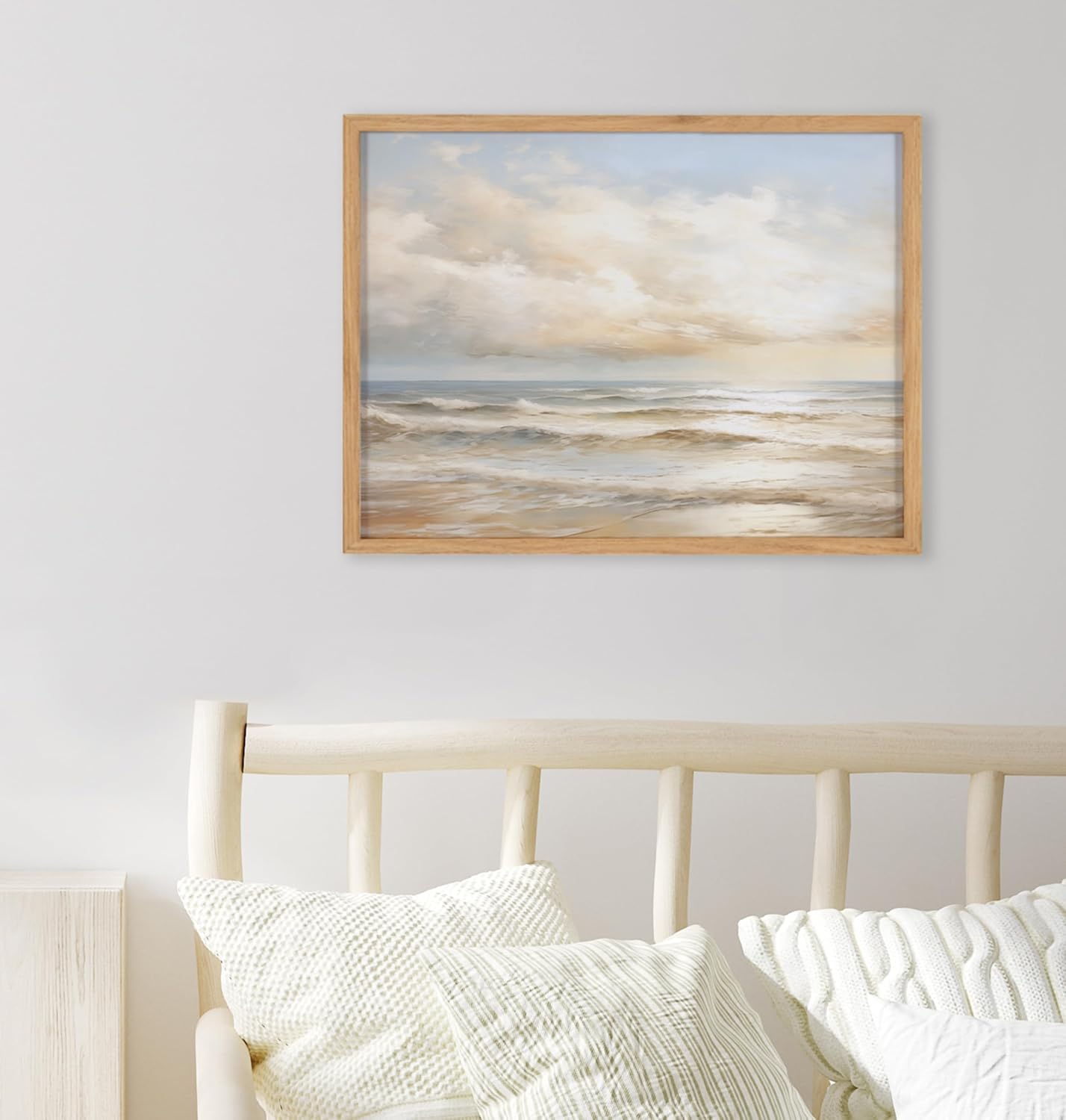 Kate and Laurel Abstract Coastal Blue Coral Framed Wall Art by The Creative Bunch Studio 12x16 Gold Modern Soft Beach Art for WallNatural  Sunset