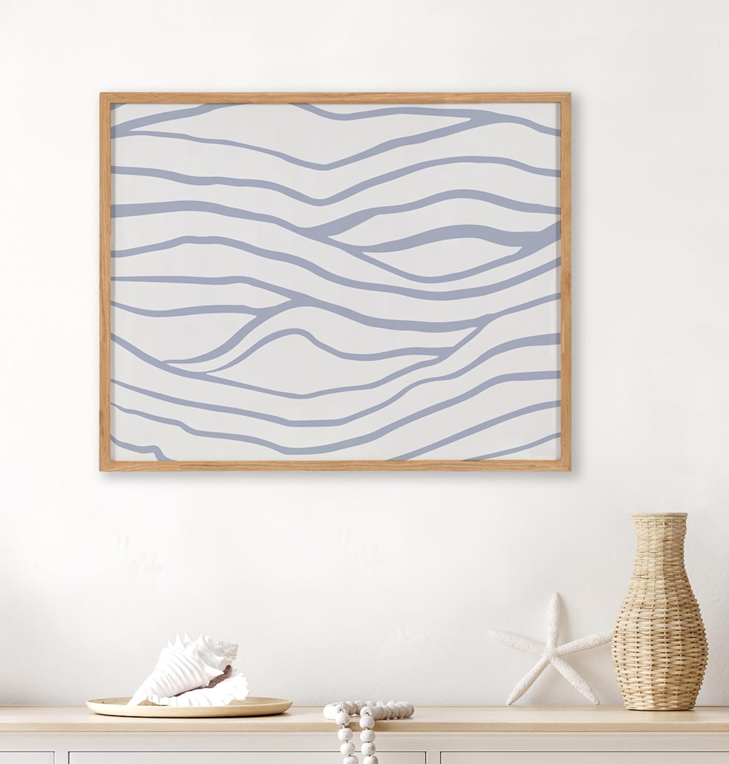 Kate and Laurel Abstract Coastal Blue Coral Framed Wall Art by The Creative Bunch Studio 12x16 Gold Modern Soft Beach Art for WallNatural  Waves
