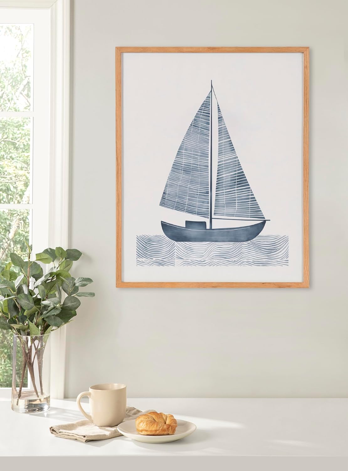 Kate and Laurel Abstract Coastal Blue Coral Framed Wall Art by The Creative Bunch Studio 12x16 Gold Modern Soft Beach Art for WallNatural