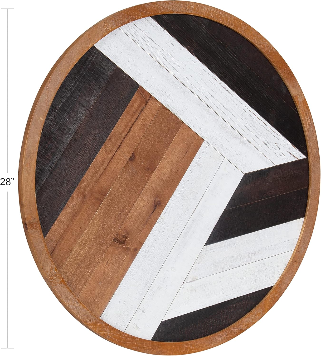 Kate and Laurel Ballez Boho Shiplap Wood Plank Art Plaque 28  Inch Diameter Multicolored Decorative Rustic Round Wooden Art for WallRustic BrownBlack