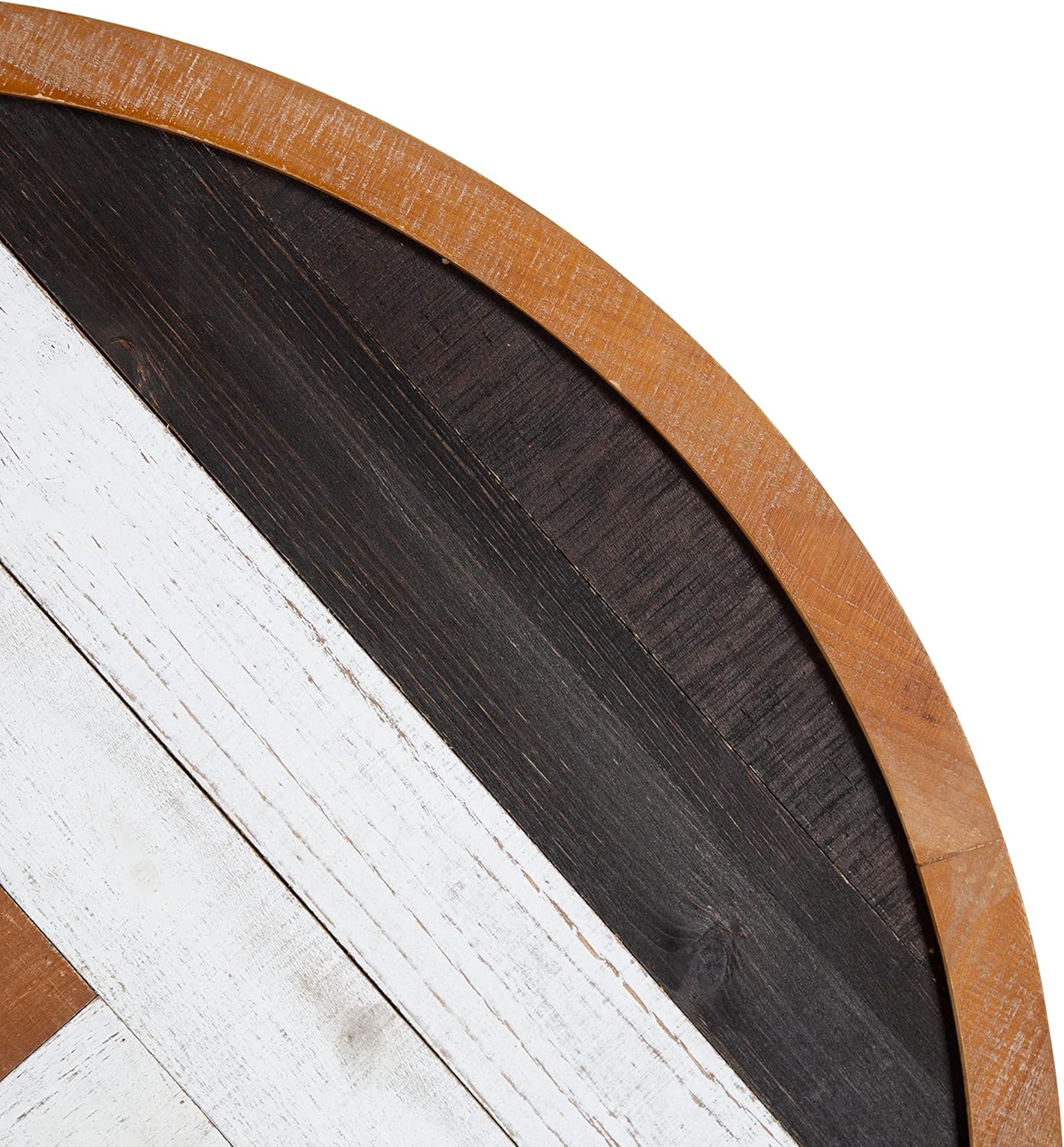 Kate and Laurel Ballez Boho Shiplap Wood Plank Art Plaque 28  Inch Diameter Multicolored Decorative Rustic Round Wooden Art for WallRustic BrownBlack