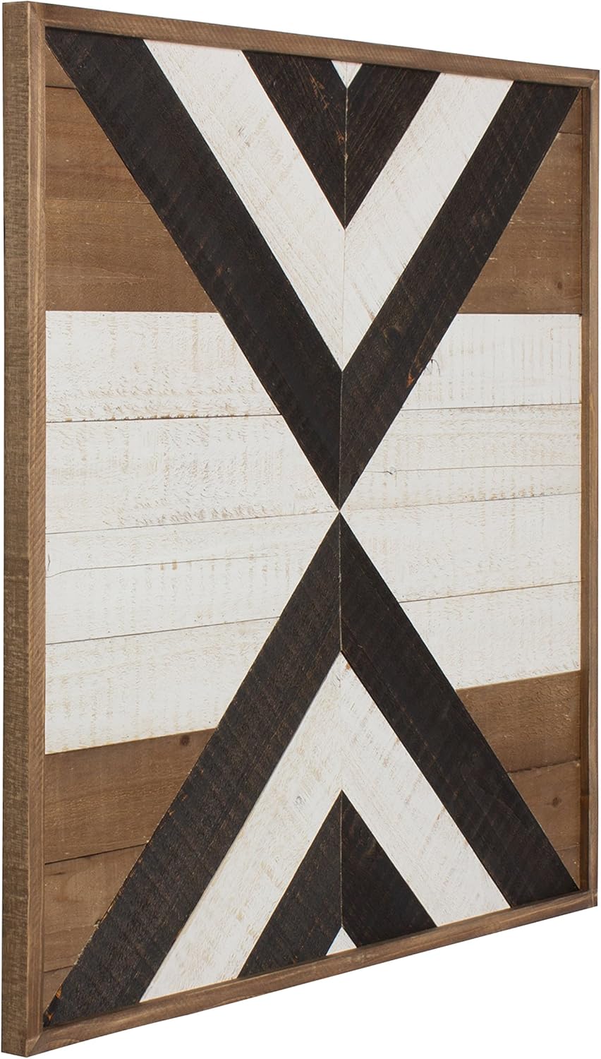 Kate and Laurel Baralt Shiplap Wood Plank Art Black White and Rustic Brown