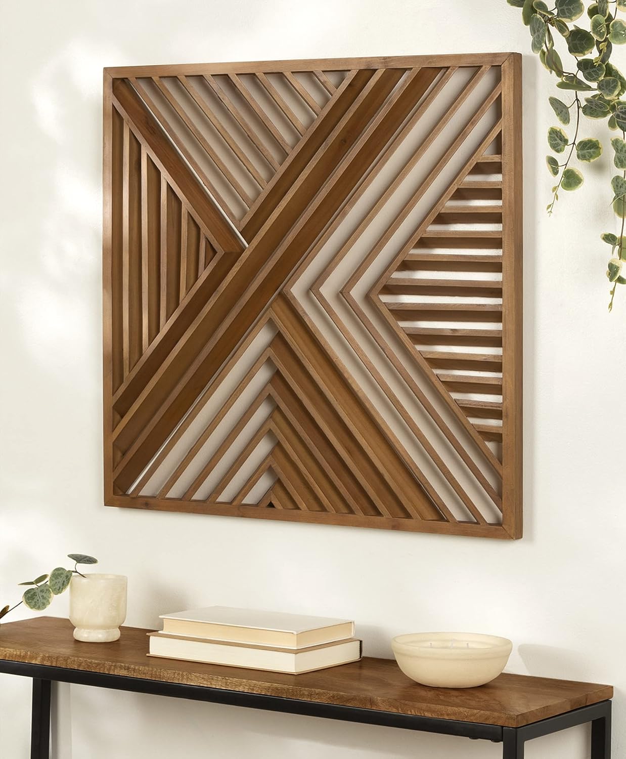 Kate and Laurel Barreda Decorative Wood Wall Plaque 26 x 26 Natural Wood Rustic Square Wooden Art for Wall