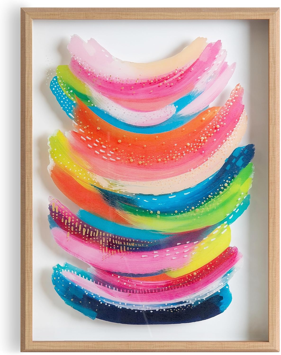 Kate and Laurel Blake Bright Abstract Framed Printed Glass Art by Jessi Raulet of EttaVee 18x24 Natural Beautiful Modern Glass Wall Art for HomeNatural