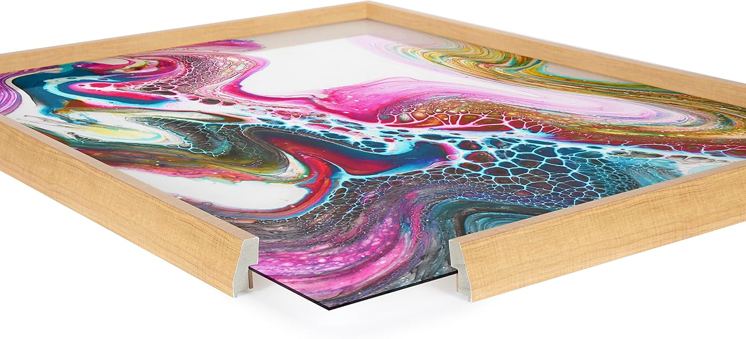 Kate and Laurel Blake Kaleidescope Framed Printed Acrylic Wall Art by Xizhou Xie 24x24 Natural Modern Abstract Bright Colorful Art for Wall