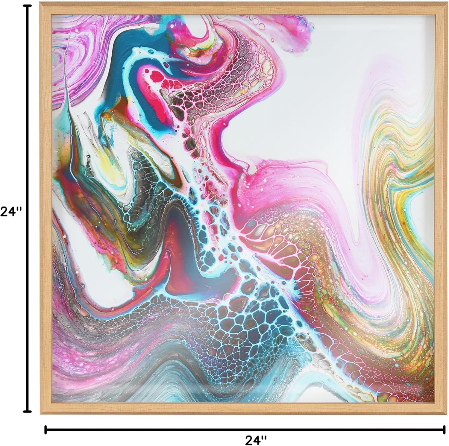 Kate and Laurel Blake Kaleidescope Framed Printed Acrylic Wall Art by Xizhou Xie 24x24 Natural Modern Abstract Bright Colorful Art for Wall