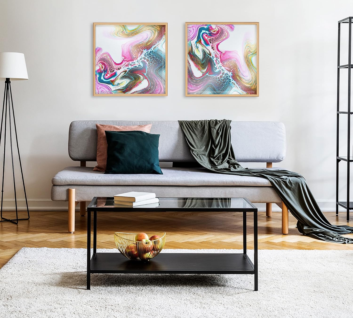Kate and Laurel Blake Kaleidescope Framed Printed Acrylic Wall Art by Xizhou Xie 24x24 Natural Modern Abstract Bright Colorful Art for Wall