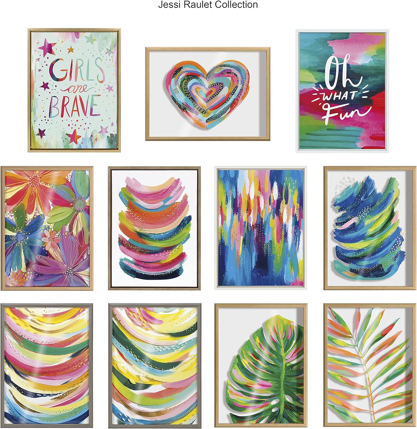Kate and Laurel Blake Labyrinth Heart Framed Printed Glass Wall Art by Jessi Raulet of Ettavee 18x24 Natural Decorative Rainbow Heart Art for Wall