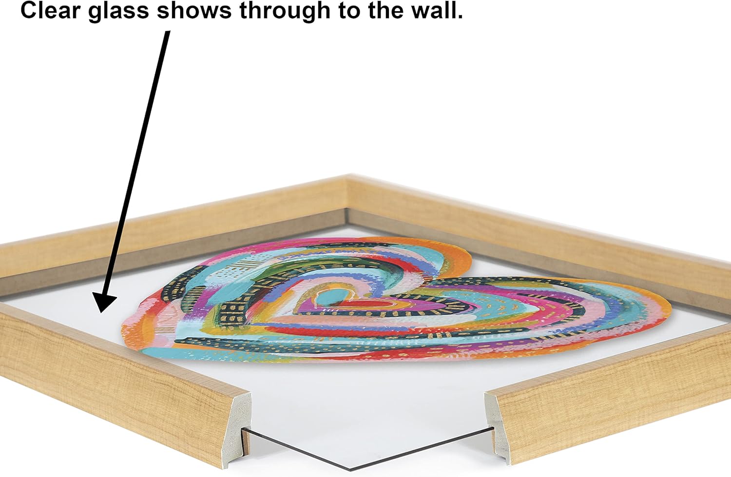 Kate and Laurel Blake Labyrinth Heart Framed Printed Glass Wall Art by Jessi Raulet of Ettavee 18x24 Natural Decorative Rainbow Heart Art for Wall