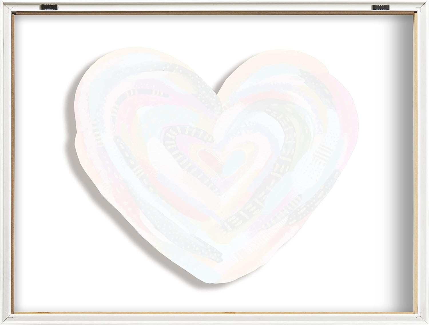 Kate and Laurel Blake Labyrinth Heart Framed Printed Glass Wall Art by Jessi Raulet of Ettavee 18x24 Natural Decorative Rainbow Heart Art for Wall