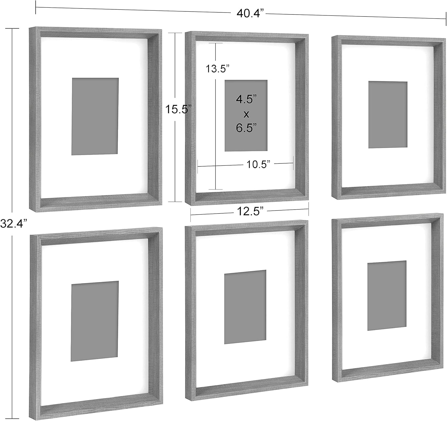 Kate and Laurel Calter 6 Framed Modern Black and White Geometric Abstract Art Prints BlackBlack