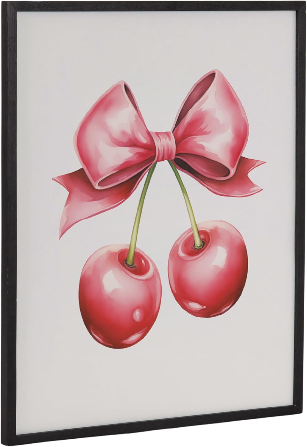 Kate and Laurel Coquette Preppy Retro Girly Red Pink Bow Cherries Framed Wall Art by The Creative Bunch Studio 12x16 Gold Cute Hair Bow Art for WallBlack  Red Bows