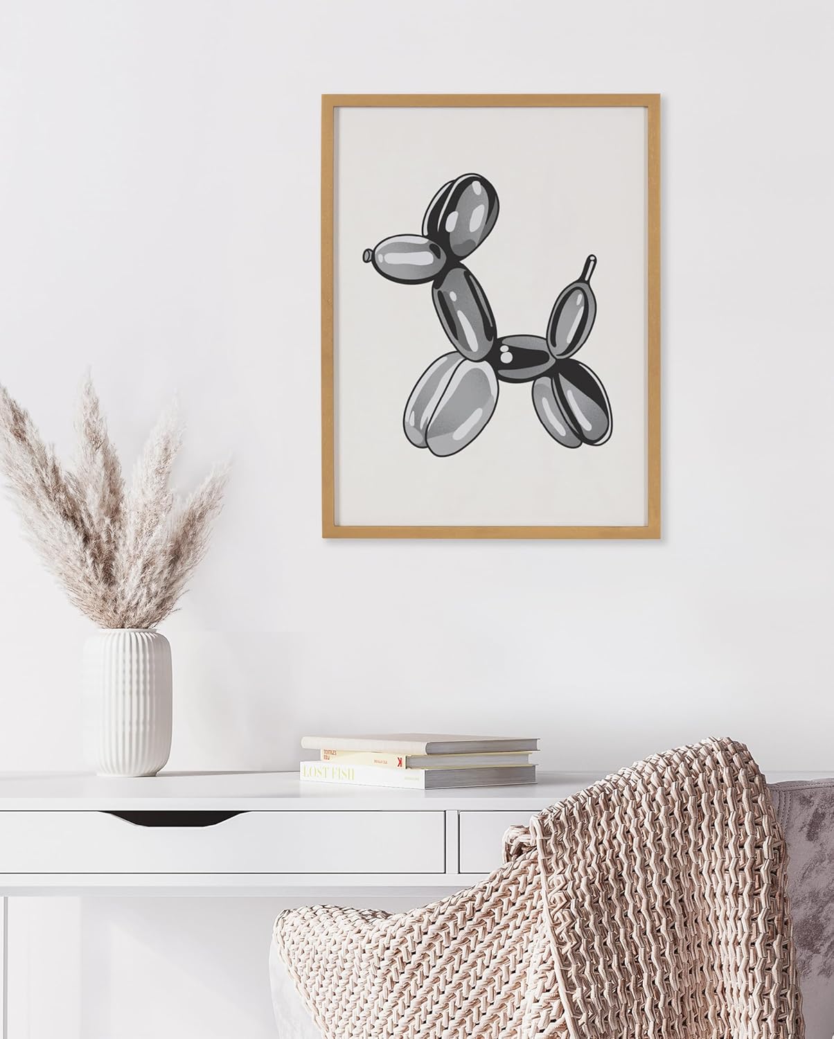 Kate and Laurel Coquette Preppy Retro Girly Red Pink Bow Cherries Framed Wall Art by The Creative Bunch Studio 12x16 Gold Cute Hair Bow Art for WallGold  Balloon Dog