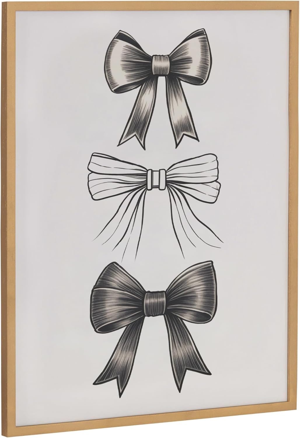 Kate and Laurel Coquette Preppy Retro Girly Red Pink Bow Cherries Framed Wall Art by The Creative Bunch Studio 12x16 Gold Cute Hair Bow Art for WallGold  Black Bows