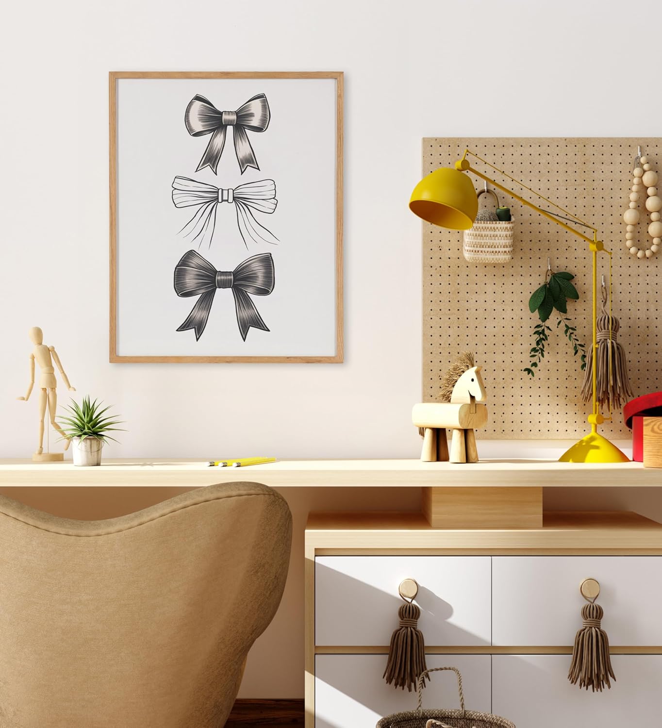 Kate and Laurel Coquette Preppy Retro Girly Red Pink Bow Cherries Framed Wall Art by The Creative Bunch Studio 12x16 Gold Cute Hair Bow Art for WallNatural  Black Bows