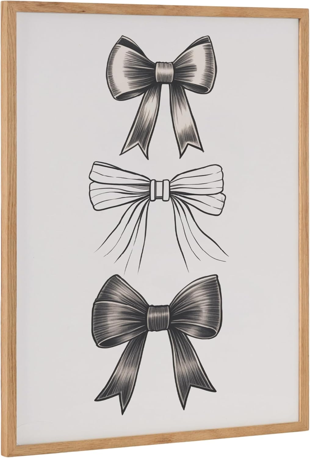 Kate and Laurel Coquette Preppy Retro Girly Red Pink Bow Cherries Framed Wall Art by The Creative Bunch Studio 12x16 Gold Cute Hair Bow Art for WallNatural  Black Bows