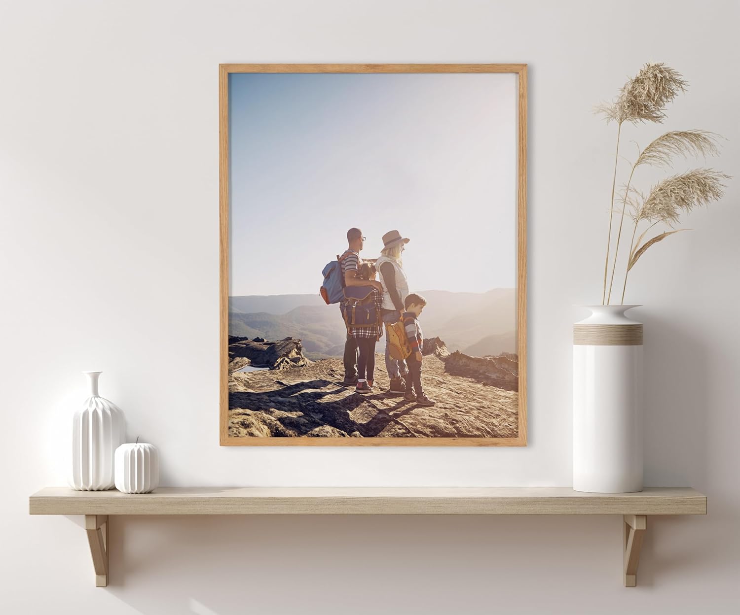 Kate and Laurel Custom Printed Framed Wall Art 20x16 Gold Personalized Wall Print with Your Photos for Bedroom or Living Room Gallery Wall Decor  Customizable Photo PrintsNatural