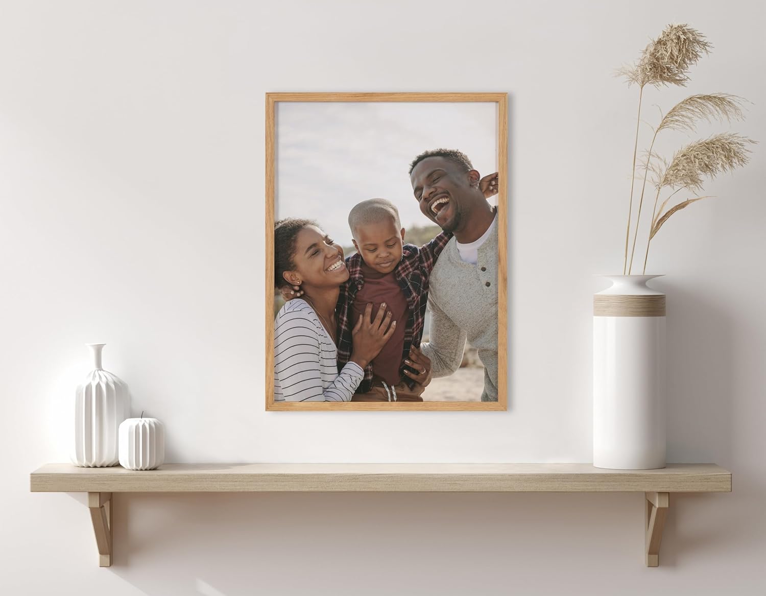 Kate and Laurel Custom Printed Framed Wall Art 20x16 Gold Personalized Wall Print with Your Photos for Bedroom or Living Room Gallery Wall Decor  Customizable Photo PrintsNatural
