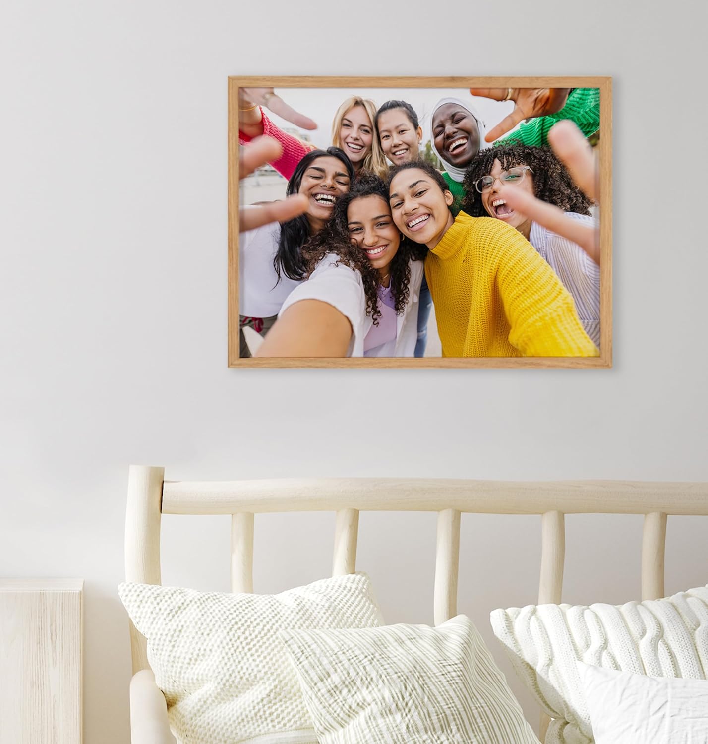 Kate and Laurel Custom Printed Framed Wall Art 20x16 Gold Personalized Wall Print with Your Photos for Bedroom or Living Room Gallery Wall Decor  Customizable Photo PrintsNatural