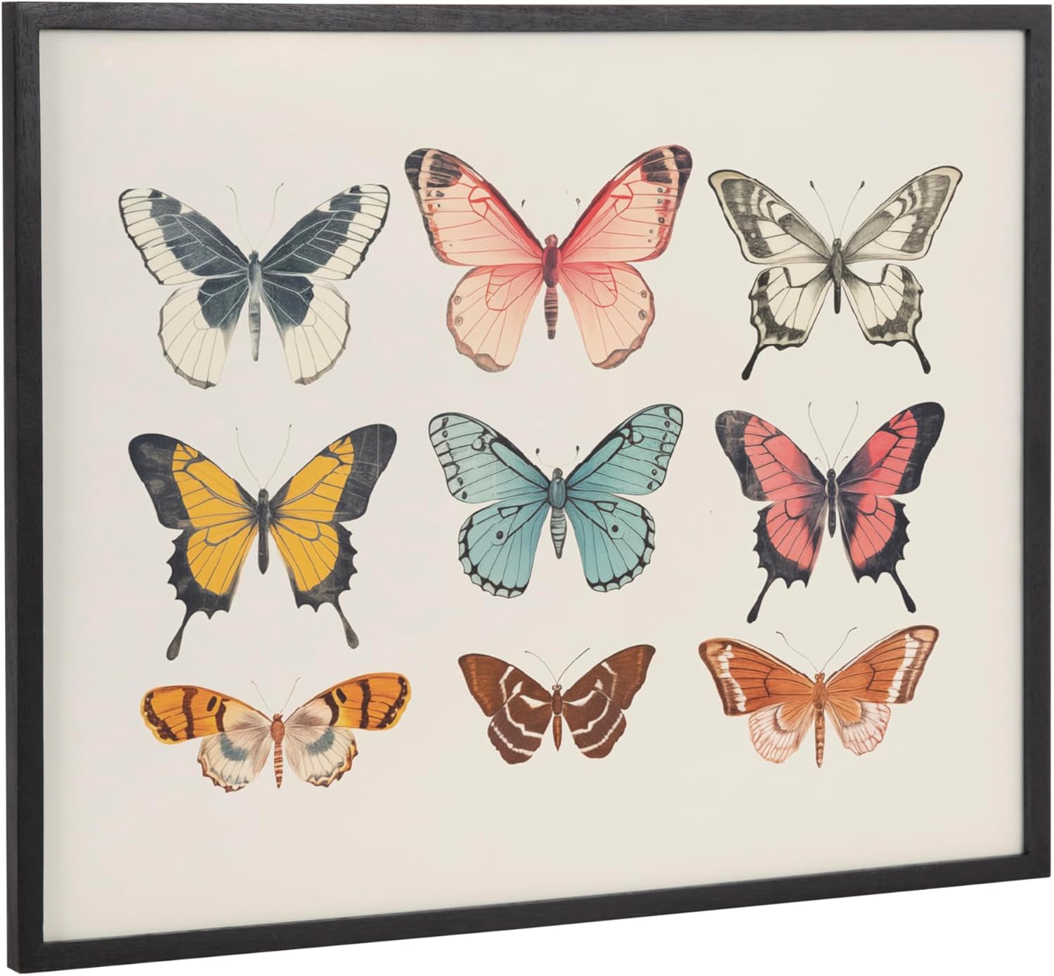 Kate and Laurel Cute Deer Wearing Glasses Framed Wall Art by The Creative Bunch Studio 12x16 Black Adorable Animal Art for WallBlack  Butterflies