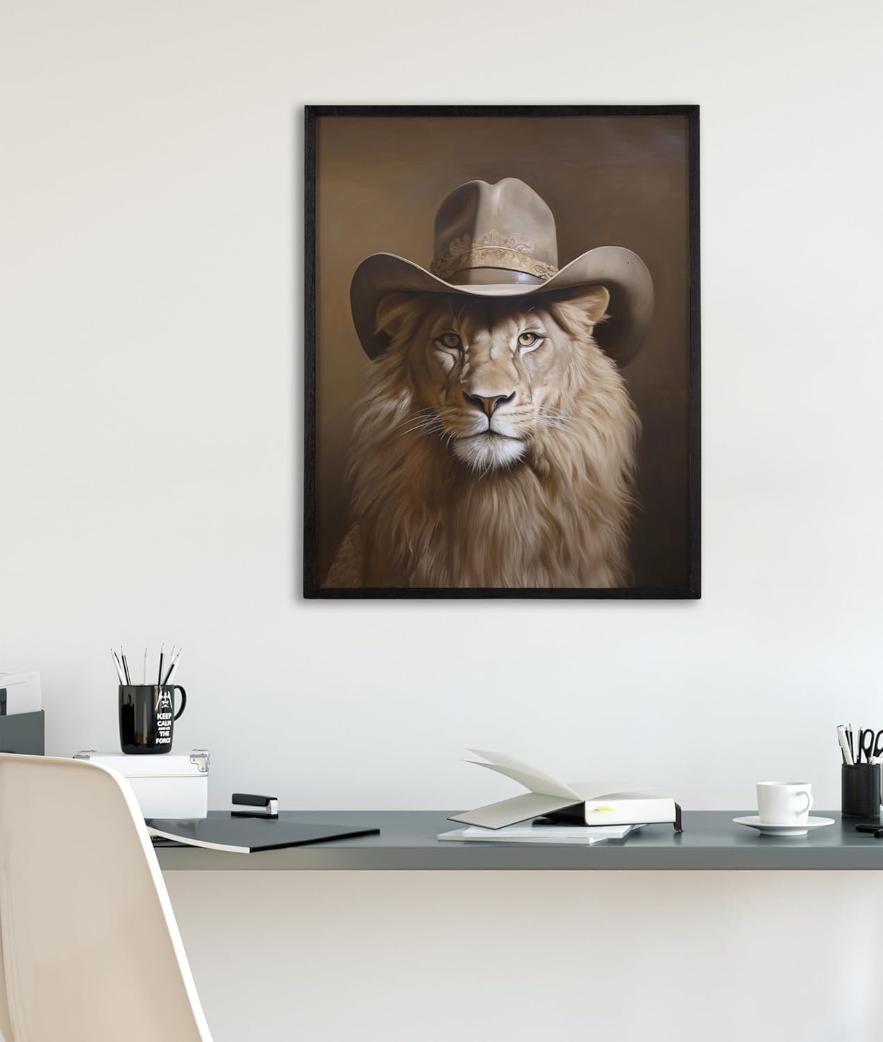 Kate and Laurel Cute Deer Wearing Glasses Framed Wall Art by The Creative Bunch Studio 12x16 Black Adorable Animal Art for WallBlack  Cowboy Hat
