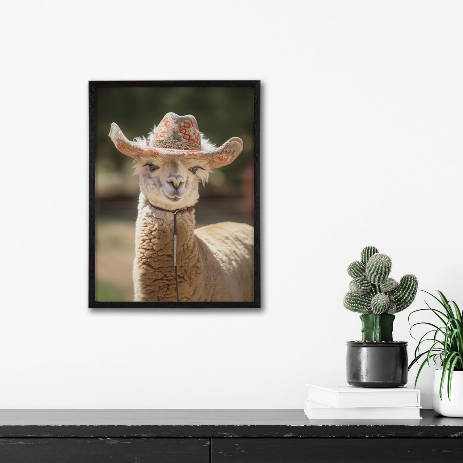 Kate and Laurel Cute Deer Wearing Glasses Framed Wall Art by The Creative Bunch Studio 12x16 Black Adorable Animal Art for WallBlack  Cowgirl Hat