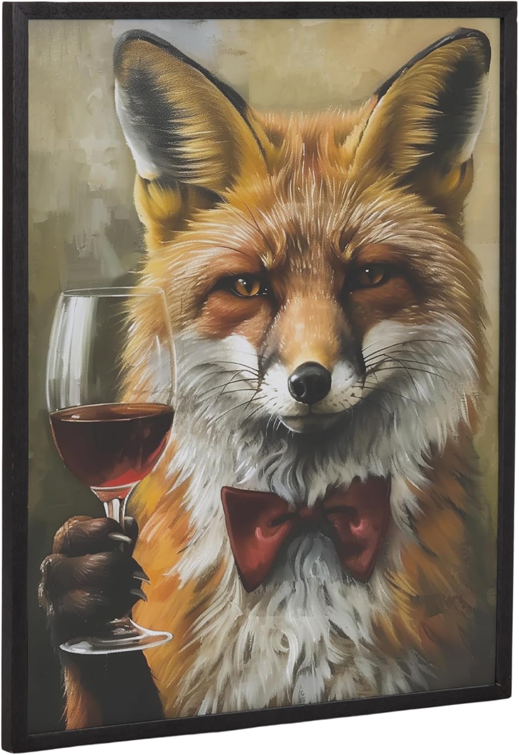 Kate and Laurel Cute Deer Wearing Glasses Framed Wall Art by The Creative Bunch Studio 12x16 Black Adorable Animal Art for WallBlack  Fox Wine