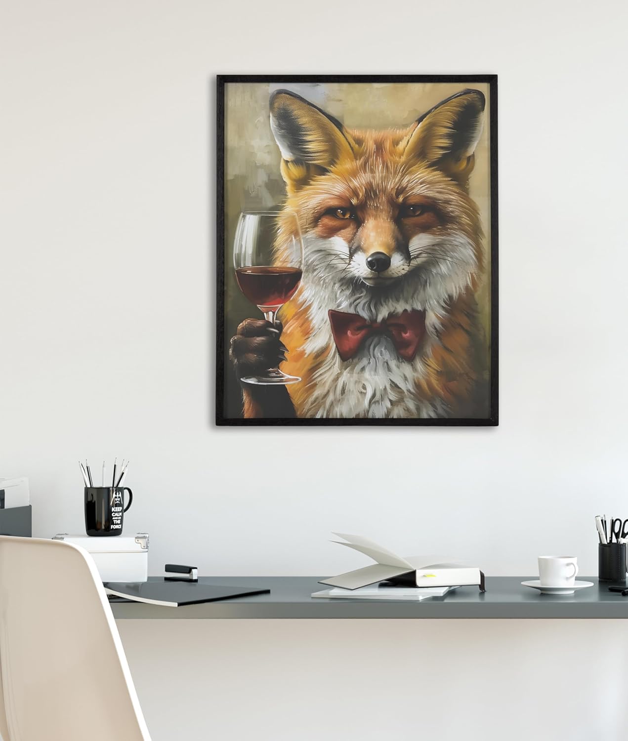 Kate and Laurel Cute Deer Wearing Glasses Framed Wall Art by The Creative Bunch Studio 12x16 Black Adorable Animal Art for WallBlack  Fox Wine