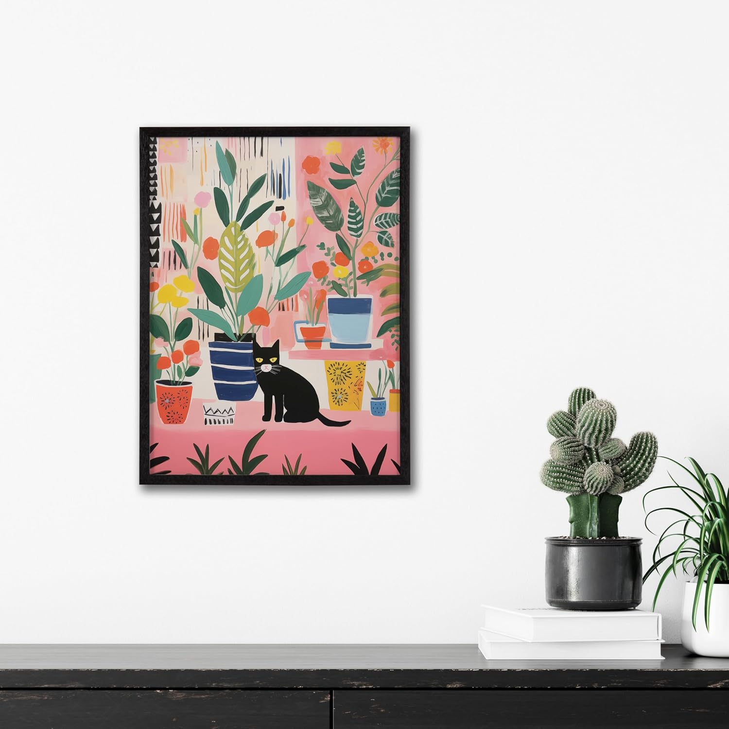 Kate and Laurel Cute Deer Wearing Glasses Framed Wall Art by The Creative Bunch Studio 12x16 Black Adorable Animal Art for WallBlack  Kitty