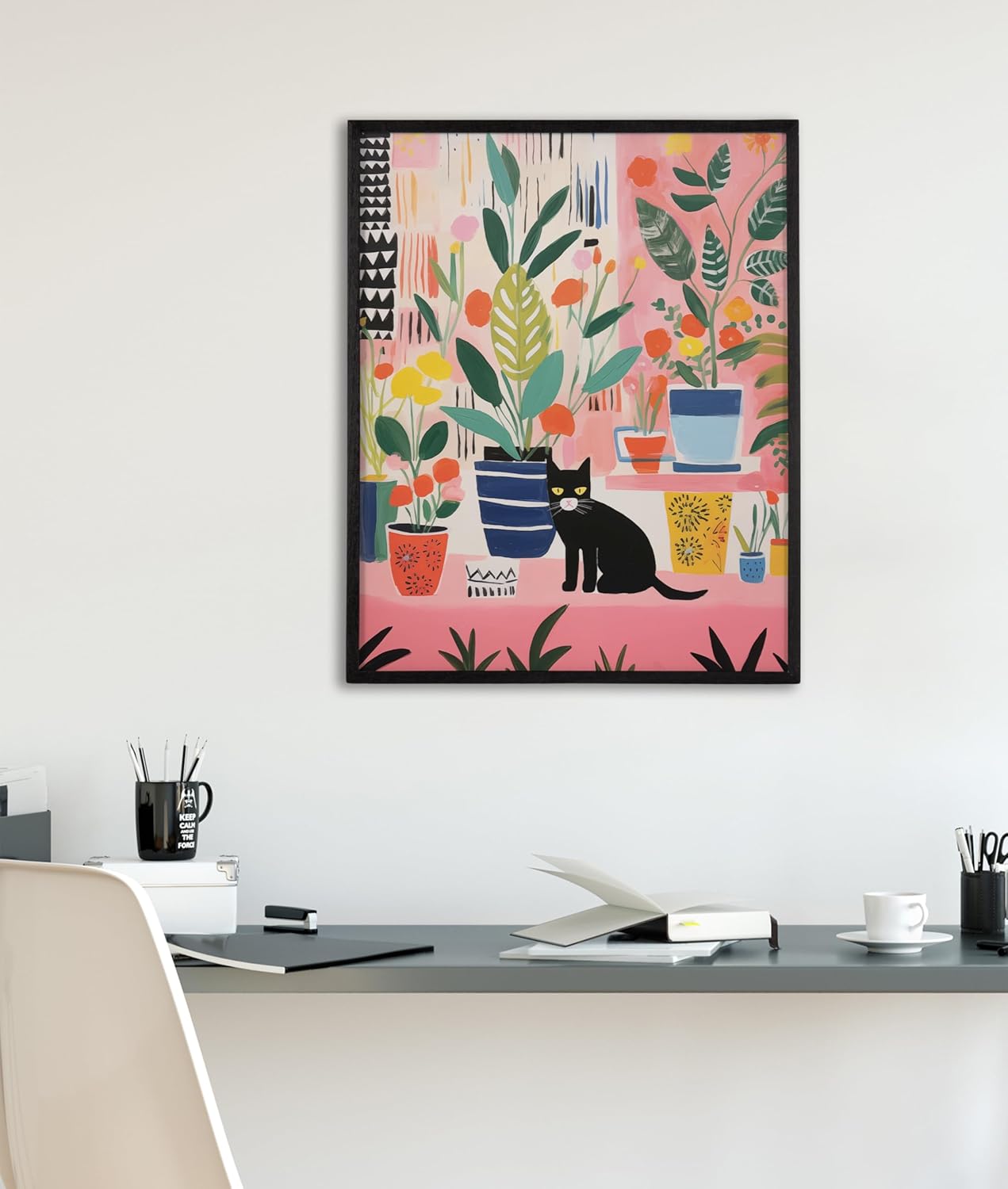 Kate and Laurel Cute Deer Wearing Glasses Framed Wall Art by The Creative Bunch Studio 12x16 Black Adorable Animal Art for WallBlack  Kitty