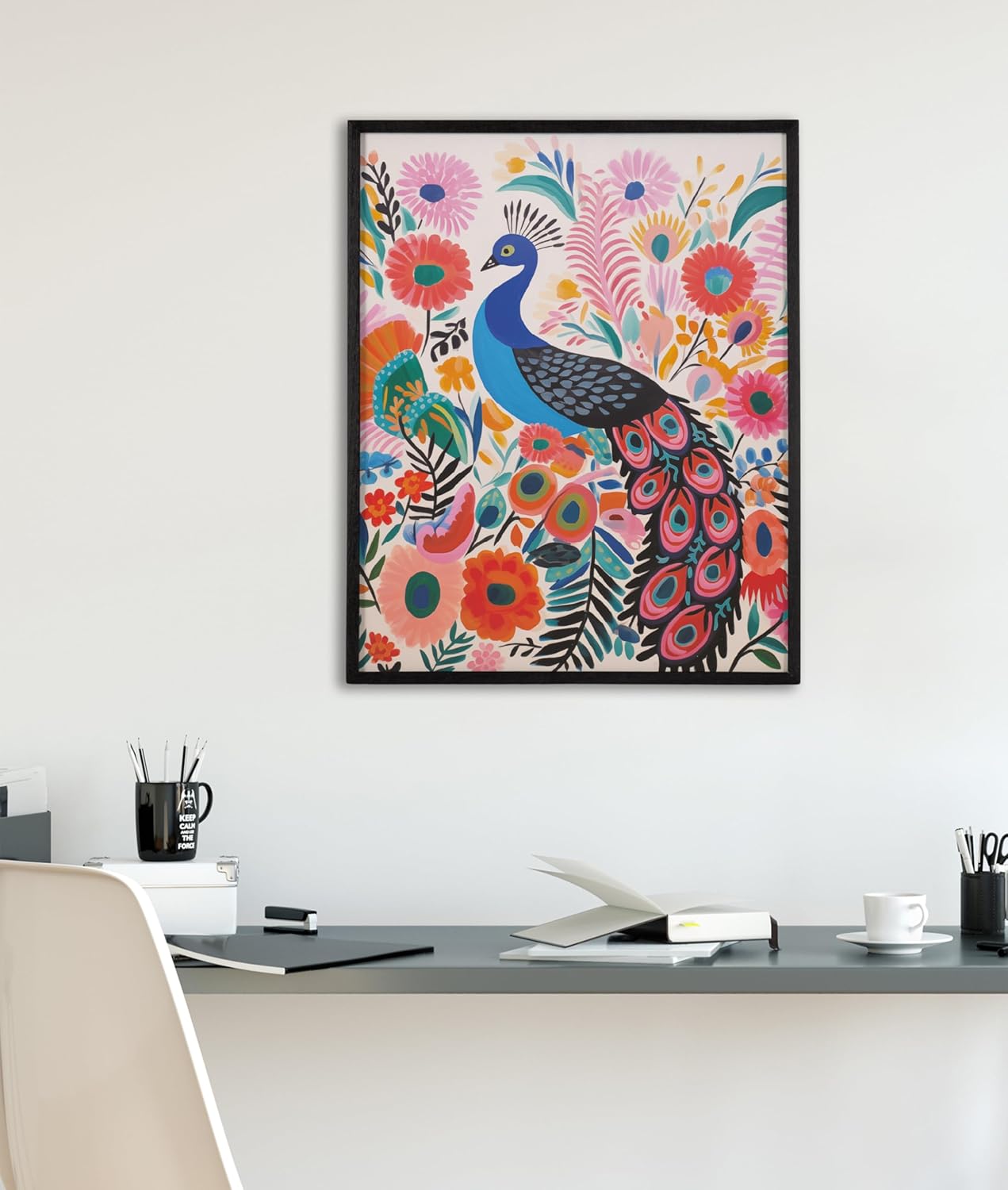 Kate and Laurel Cute Deer Wearing Glasses Framed Wall Art by The Creative Bunch Studio 12x16 Black Adorable Animal Art for WallBlack  Peacock