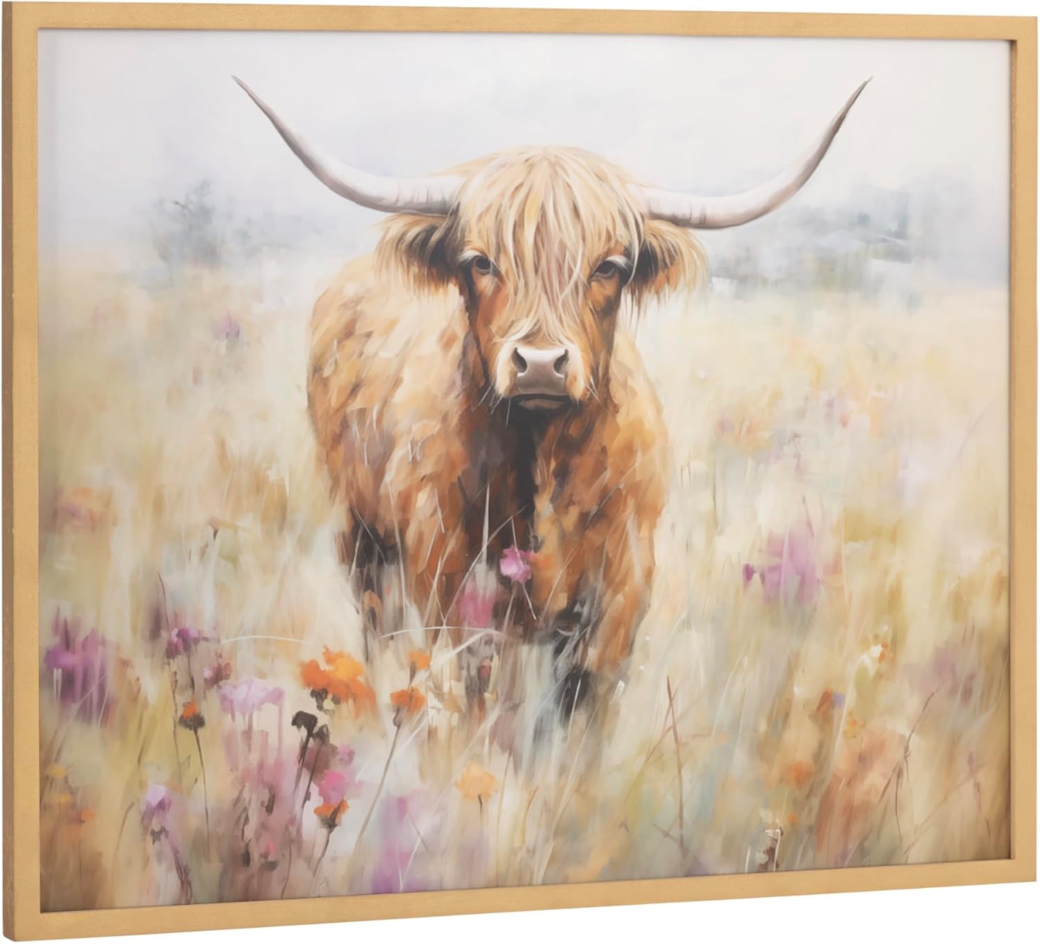 Kate and Laurel Cute Deer Wearing Glasses Framed Wall Art by The Creative Bunch Studio 12x16 Black Adorable Animal Art for WallGold  Cow Flower Field