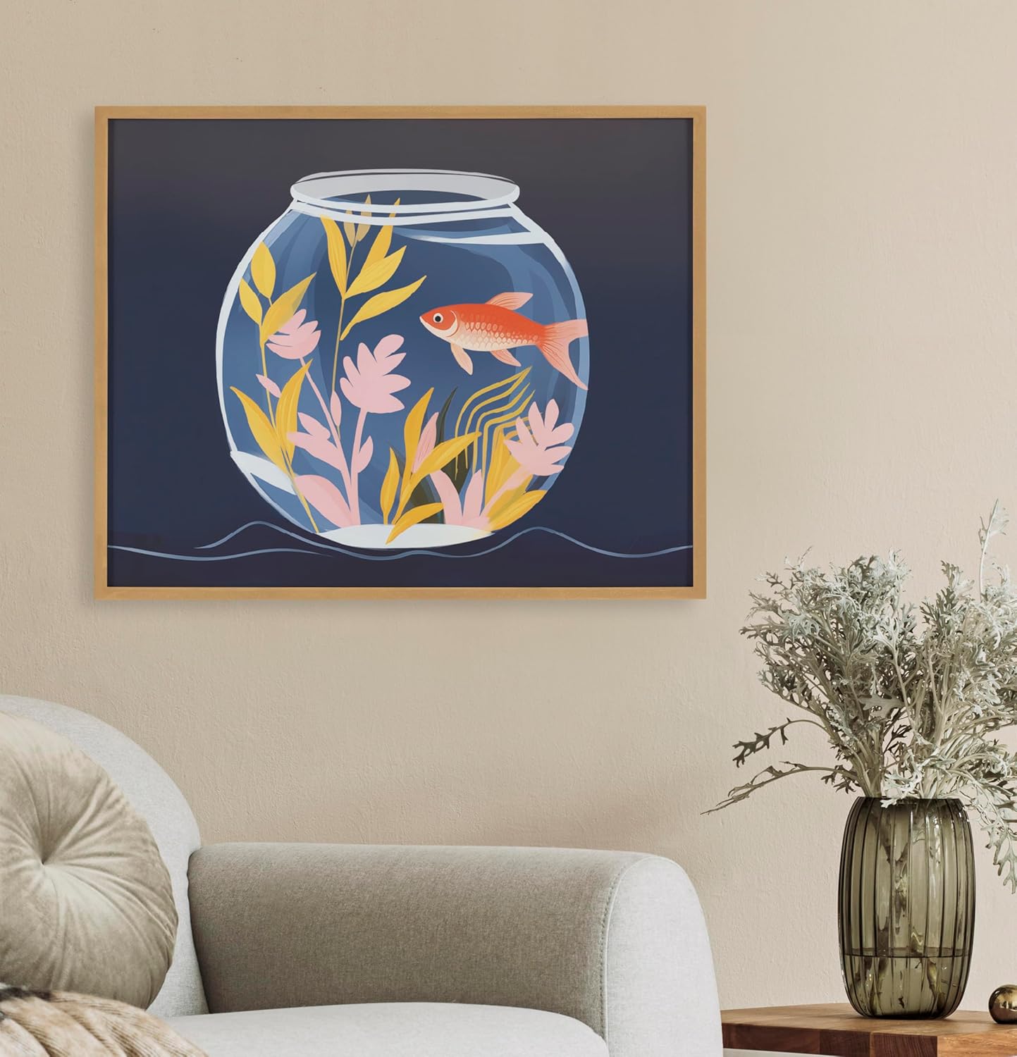 Kate and Laurel Cute Deer Wearing Glasses Framed Wall Art by The Creative Bunch Studio 12x16 Black Adorable Animal Art for WallGold  Fish Tank