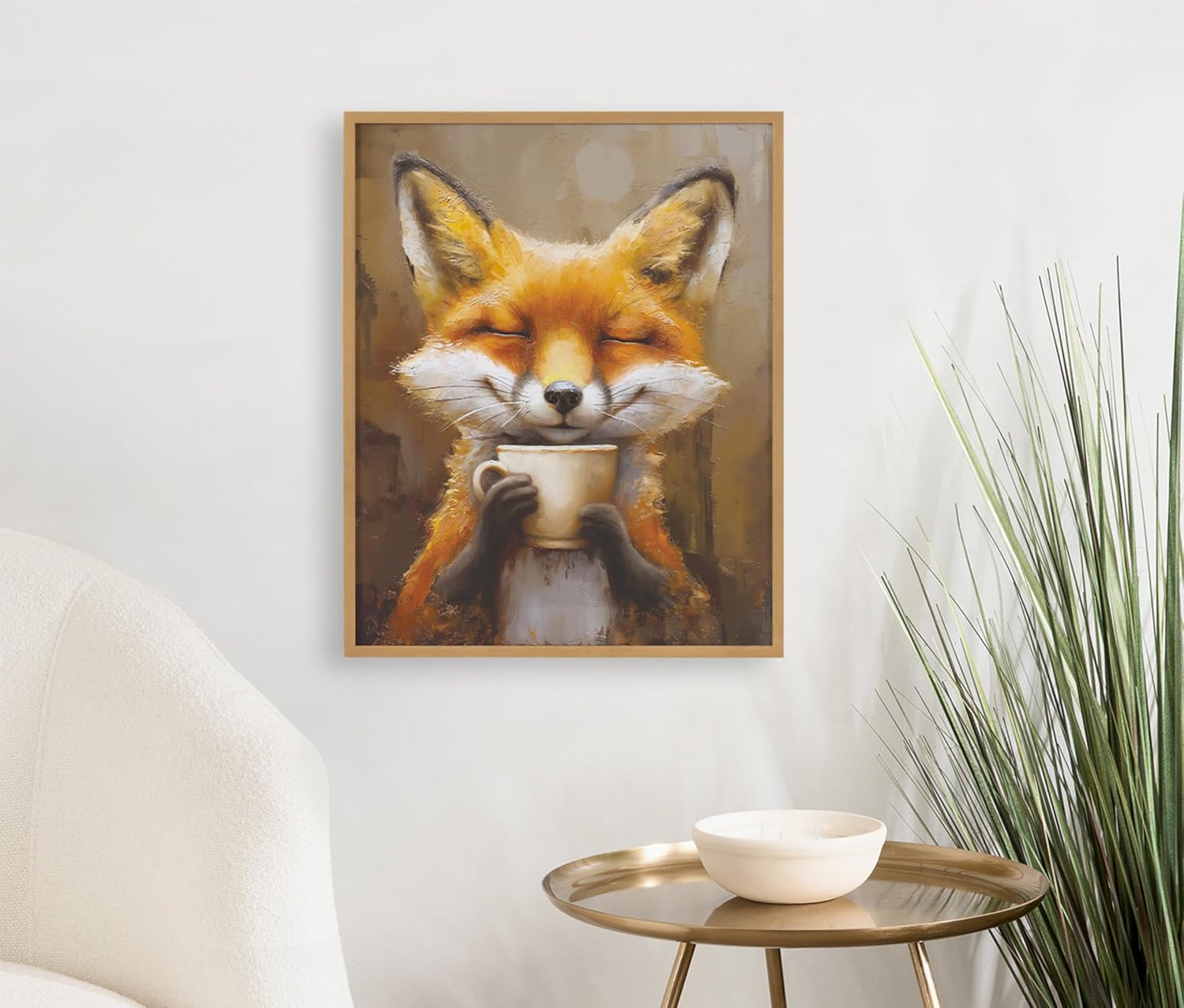 Kate and Laurel Cute Deer Wearing Glasses Framed Wall Art by The Creative Bunch Studio 12x16 Black Adorable Animal Art for WallGold  Fox Coffee