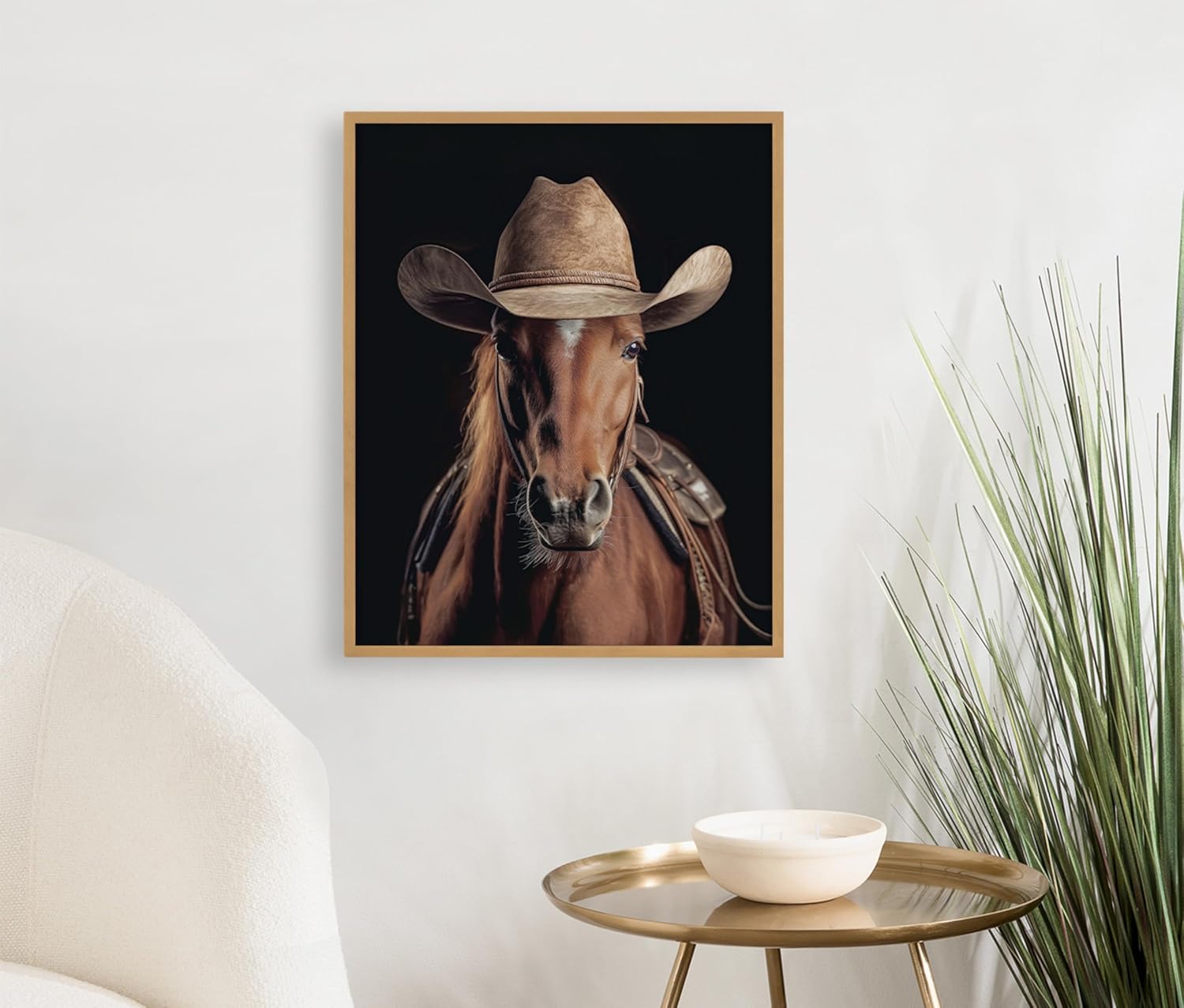 Kate and Laurel Cute Deer Wearing Glasses Framed Wall Art by The Creative Bunch Studio 12x16 Black Adorable Animal Art for WallGold  Horse Cowboy
