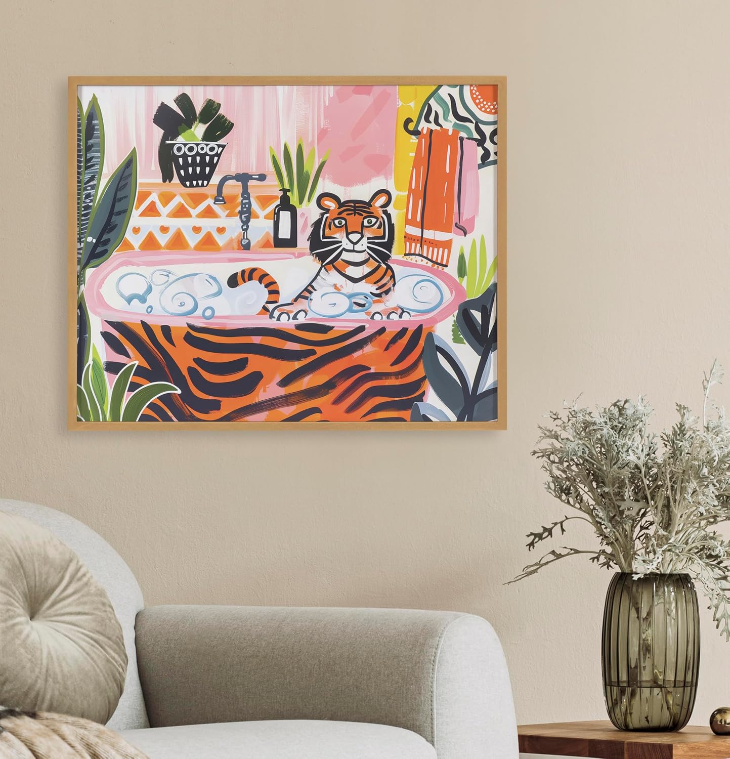 Kate and Laurel Cute Deer Wearing Glasses Framed Wall Art by The Creative Bunch Studio 12x16 Black Adorable Animal Art for WallGold  Tiger Bath
