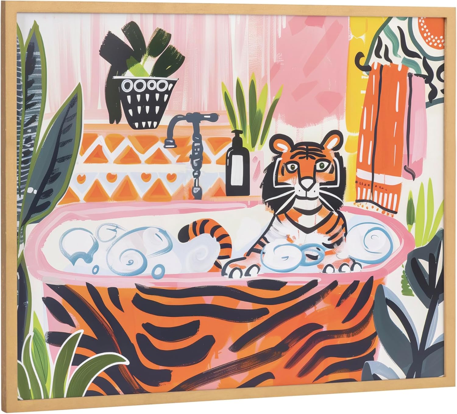 Kate and Laurel Cute Deer Wearing Glasses Framed Wall Art by The Creative Bunch Studio 12x16 Black Adorable Animal Art for WallGold  Tiger Bath