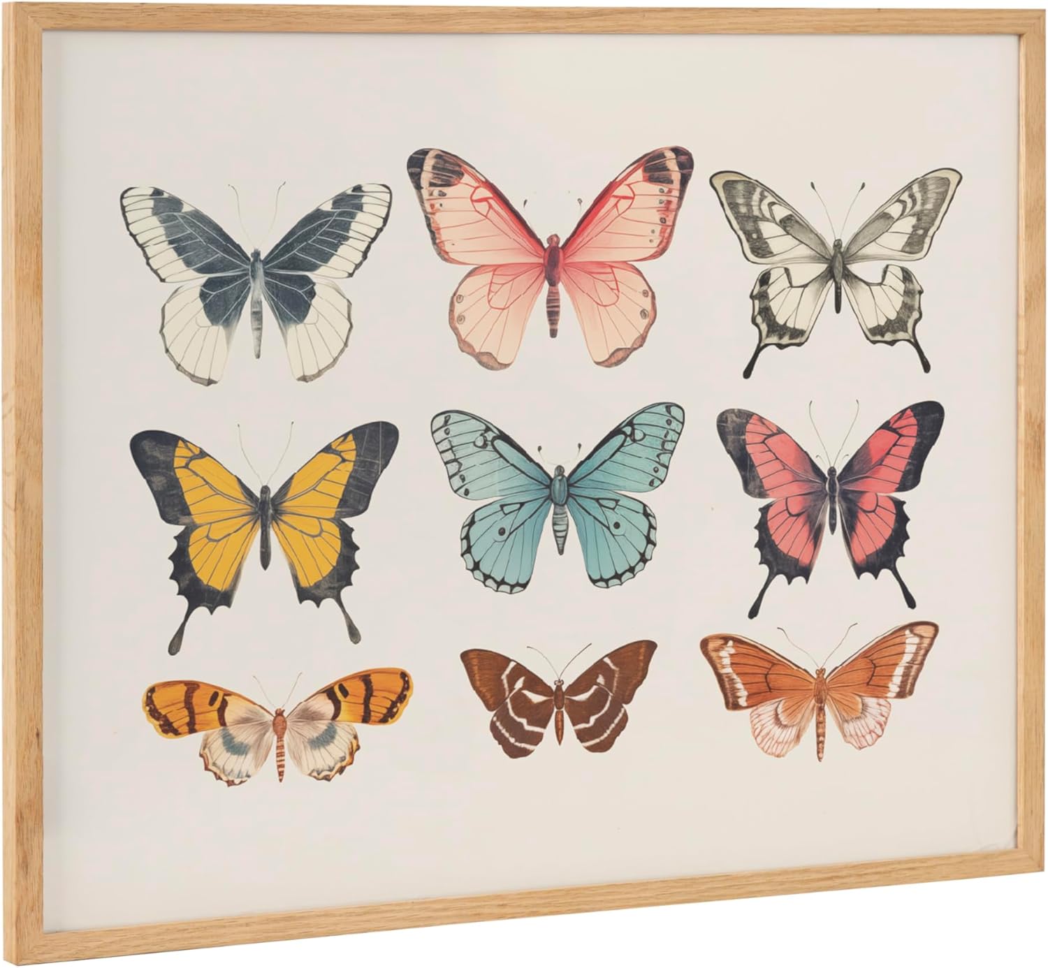 Kate and Laurel Cute Deer Wearing Glasses Framed Wall Art by The Creative Bunch Studio 12x16 Black Adorable Animal Art for WallNatural  Butterflies