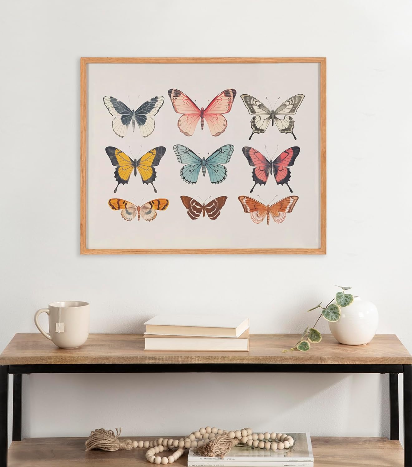 Kate and Laurel Cute Deer Wearing Glasses Framed Wall Art by The Creative Bunch Studio 12x16 Black Adorable Animal Art for WallNatural  Butterflies