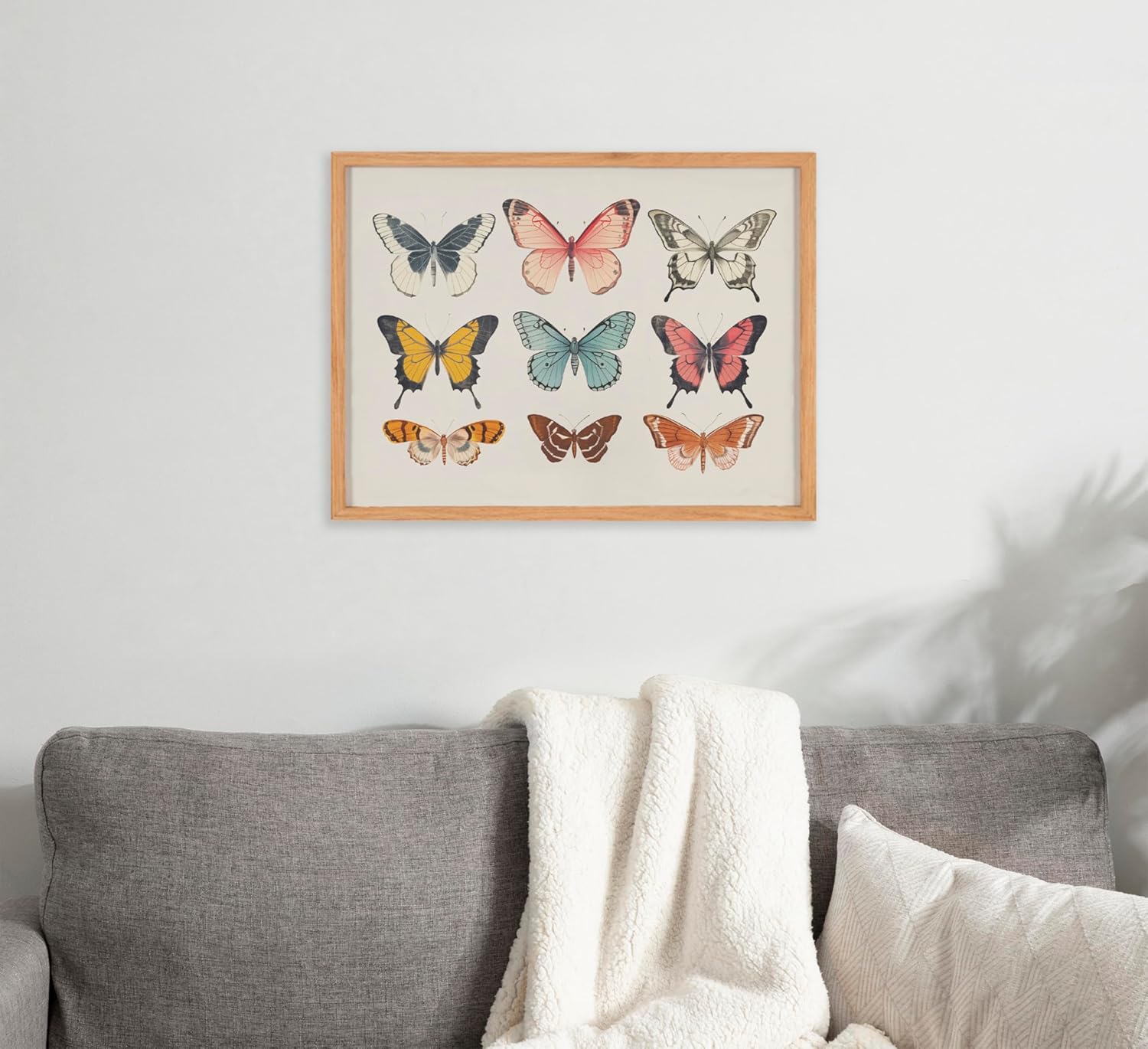 Kate and Laurel Cute Deer Wearing Glasses Framed Wall Art by The Creative Bunch Studio 12x16 Black Adorable Animal Art for WallNatural  Butterflies