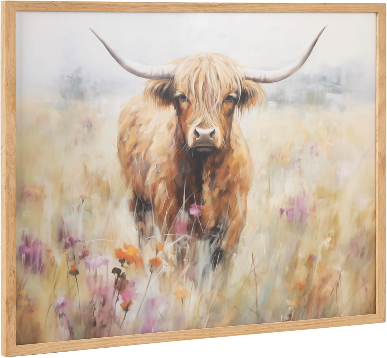 Kate and Laurel Cute Deer Wearing Glasses Framed Wall Art by The Creative Bunch Studio 12x16 Black Adorable Animal Art for WallNatural  Cow Flower Field
