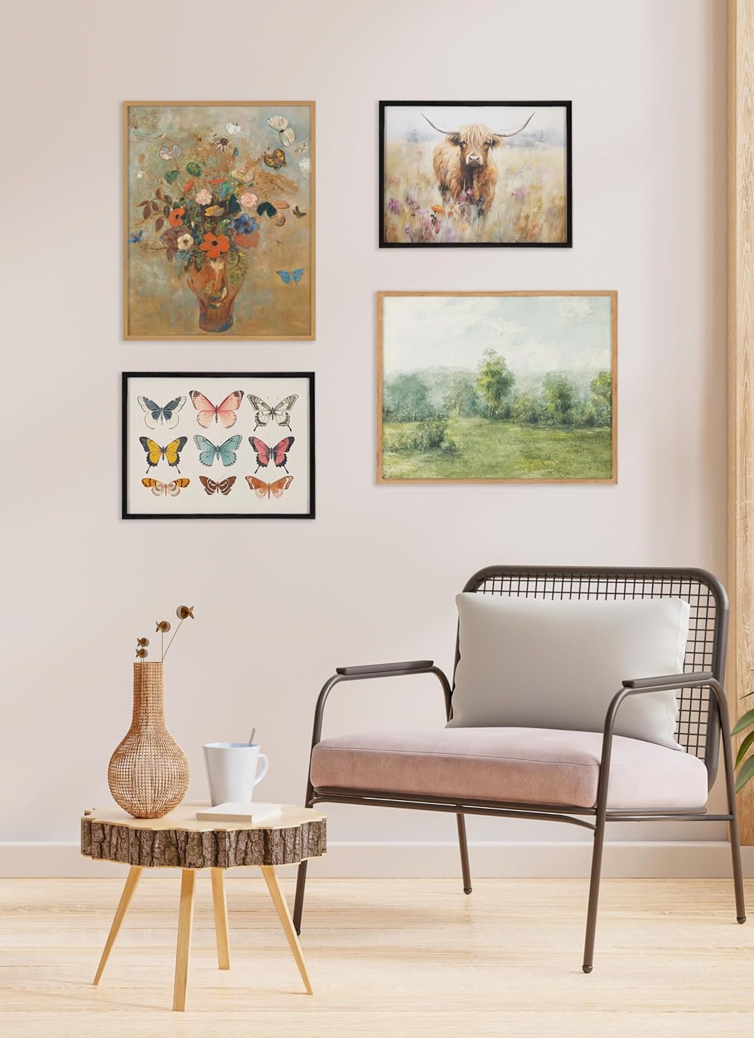 Kate and Laurel Cute Deer Wearing Glasses Framed Wall Art by The Creative Bunch Studio 12x16 Black Adorable Animal Art for WallNatural  Cow Flower Field